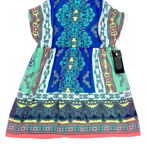 Loralette Dress Womens 2X Green Blue Paisley Print Summer Boho Beach Flowy NEW - Picture 4 of 16